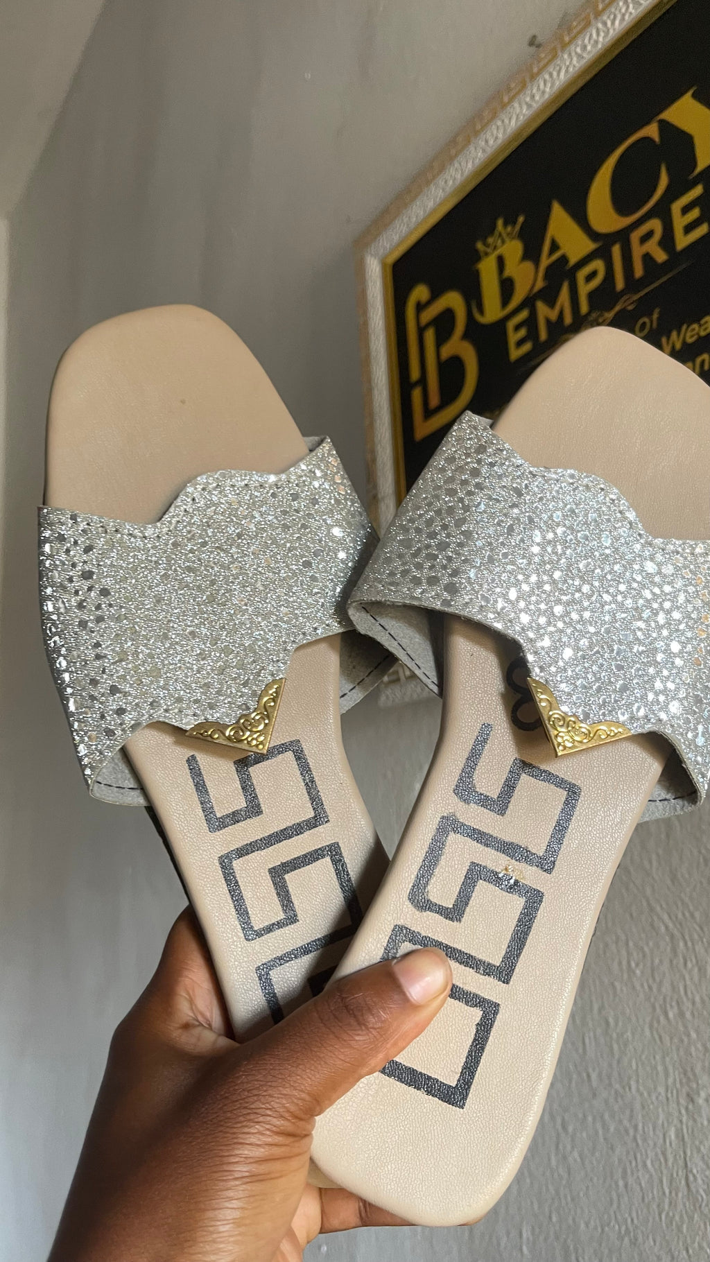 Shiny slippers