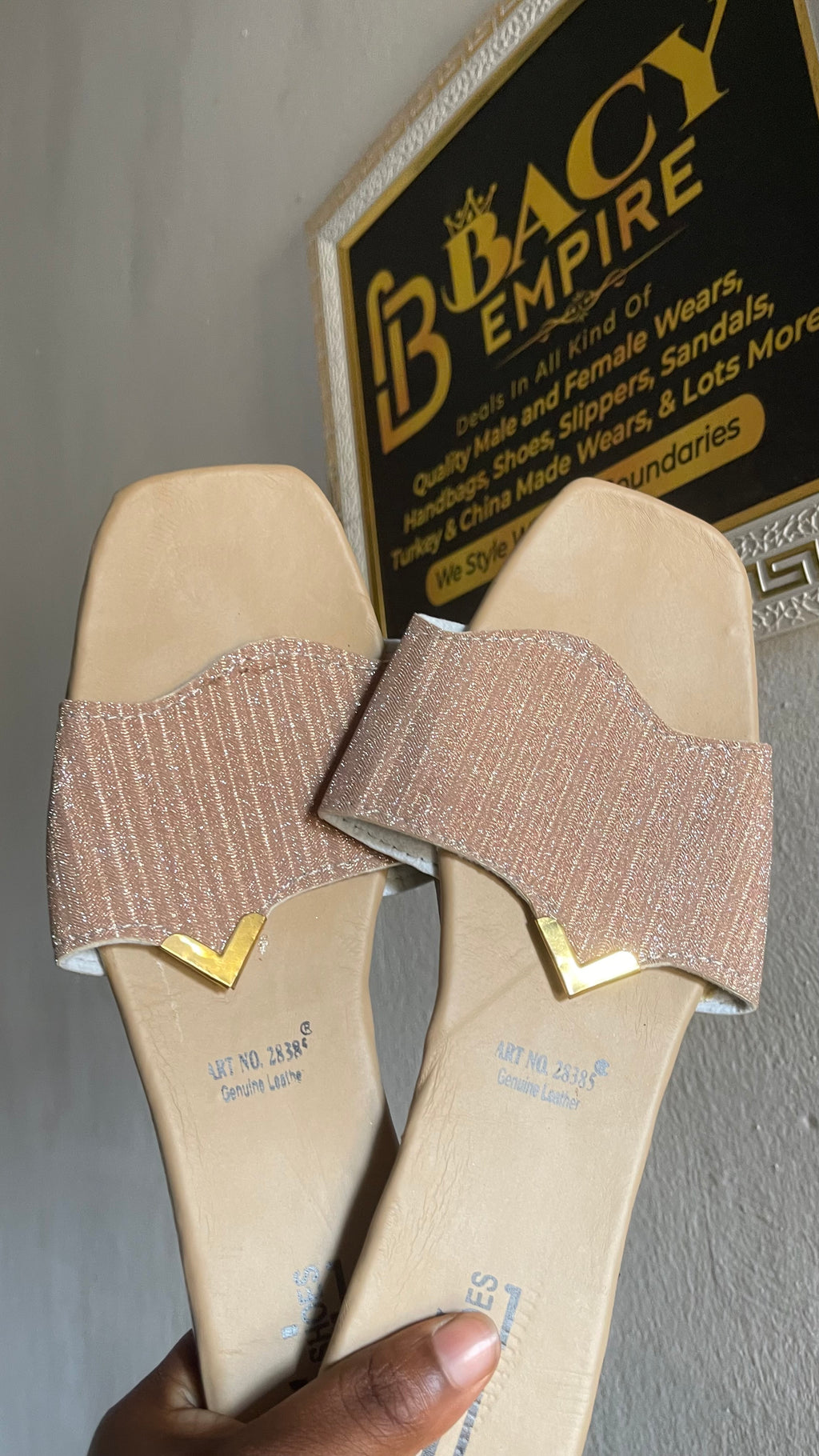 Shiny slippers