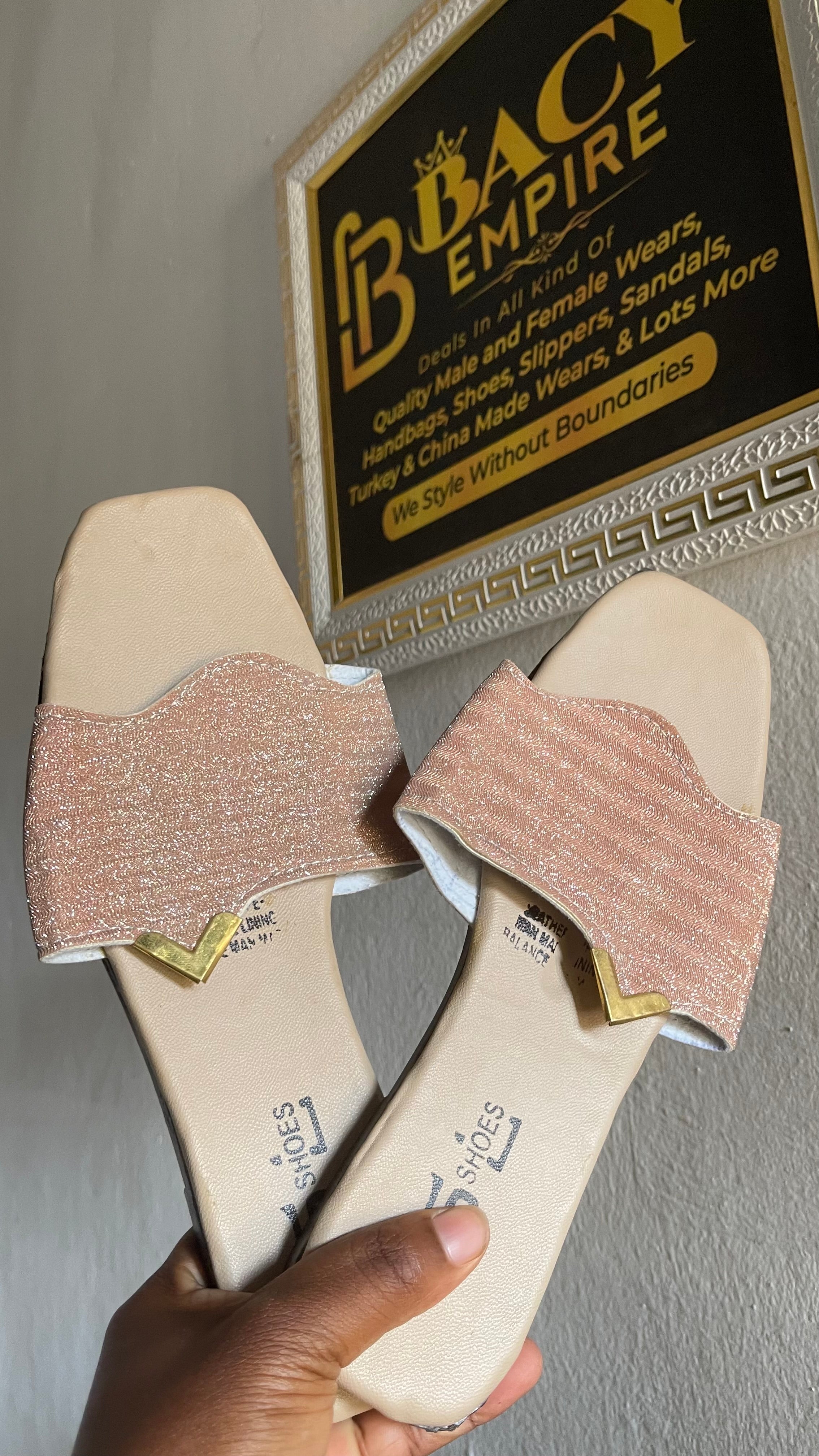 Shiny slippers