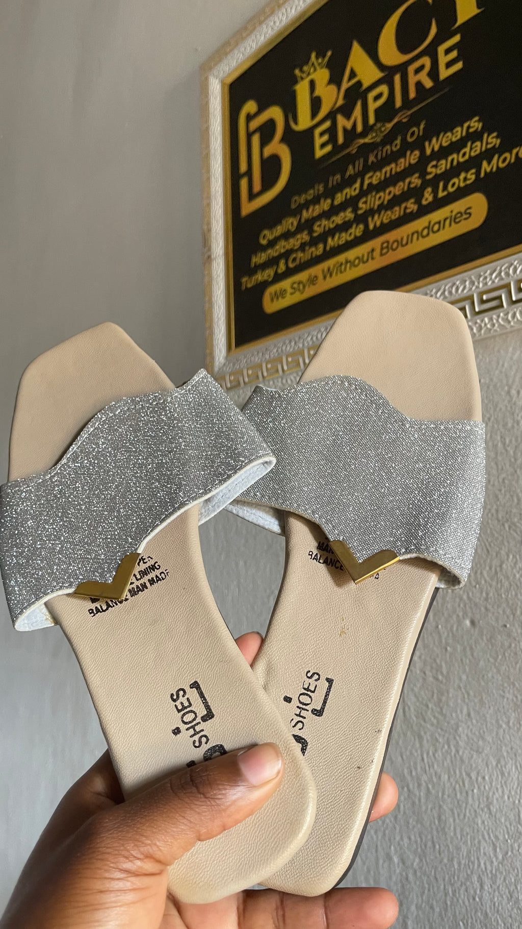 Shiny slippers